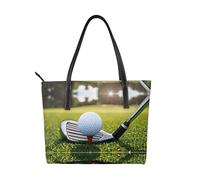 ZWLPNZZD Sac à main imprimé club de golf en cuir synthétique de haute qualité, imperméable et durable, parfait pour les voyages, le travail et les loisirs, Noir/blanc, One Size