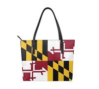 ZWLPNZZD Sac à main imprimé drapeau du Maryland en cuir PU de haute qualité, imperméable et durable, parfait pour les voyages, le travail et les loisirs, Noir/blanc, One Size