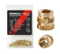 Zwmssll Lot de 110 inserts filetés M2 - Écrous moletés métriques M2 x 3 x 3,5 mm - Inserts filetés en laiton pour plastique et composants d'impression 3D
