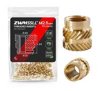 ZWMSSLL Lot de 150 inserts filetés M2,5 x 3 x 4 mm pour composants d'impression 3D et pièces en plastique, écrous moletés métriques en laiton