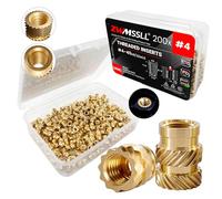 ZWMSSLL Lot de 200 inserts filetés 4#-40 - 40 x 9/32 x 4,6 - Écrous moletés en laiton pour composants d'impression 3D et pièces en plastique