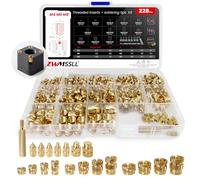 ZWMSSLL Lot de 228 inserts filetés M4M6M8 + 8 pointes à souder pour insert chauffant M2 M2,5M3-M8#2-56#4-40#8-32#10-24 6,35 cm, écrous moletés en laiton pour composants d'impression 3D et pièces en