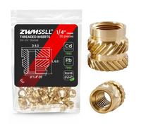 ZWMSSLL Lot de 30 inserts filetés 6,35 mm - 20 x 15,2 x 20 cm - Pour composants d'impression 3D et pièces en plastique, écrous moletés en laiton