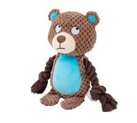 ZWOIVHE Jouet pour Chien Couineur avec Papier Froissant - Jouet à Mâcher en Corde de Coton - Jouet Interactif pour Chiot Petit/Moyen (Ourson)