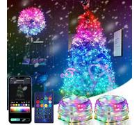 ZWOOS 2x 10 m 100 LED Guirlande Lumineuse RVB, Réagir à la Musique, Alimenté par USB, Étanche IP65, Contrôle APP/Télécommande - pour Noël, Intérieur, Extérieur