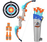 ZWOOS Arc et Flèche Jouet pour Enfants avec Lumières LED, 1x Pliable Arc, 6X Flèches à Ventouse, 1x Cible, 1x Carquois,2X Bouteilles de vin en Plastique, 3X Canettes pour 3-12 Ans Garçons Filles