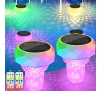 ZWOOS Diffuseur Chlore Piscine, Flotteur Chlore Piscine, Distributeur Chlore Piscine avec Doseur Flottant Extensible (Vide), Lampe Solaire Piscine Flottante avec Télécommande (2 Pièces)