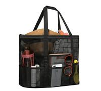 ZWOOS Grand Sac de Plage en Maille, Sac Fourre-Tout de Plage Anti-Sable Sac à Main Sac Beach Bag, Sac de Rangement pour L'été Vacances, Piscine, Voyage, Vêtements, Jouets, Gym (L, Noir)