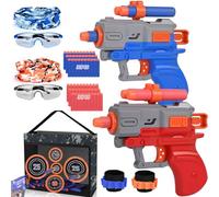ZWOOS Nerf Fléchettes Pistolet Jouet Pistolet Fléchettes Souples Inclut 80 Flechette et 2 Lunettes de Sécurité Jeu d'Adresse Extérieur pour Enfants 8 Ans et Plus, Cadeau Anniversaire Noël