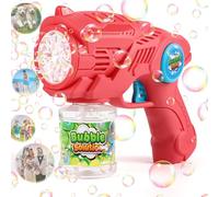 ZWOOS Pistolet à Bulles Automatique pour Enfants, Machine à Bulles de Savon avec 110ml Solution à Bulles, Jouet Bubble Gun Rechargeable pour Mariage/Anniversaire/Fête(Rose)