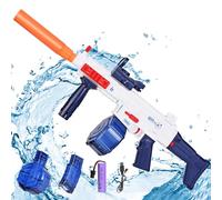 ZWOOS Pistolet à Eau électrique, Puissant Fusil a Eau Automatique, 7-10 m de Portée Water Gun Double Réservoir d'eau, Pistolet Eau Rechargeable pour Enfants Adultes, été Piscine Extérieure Plage Jouet