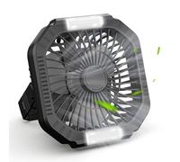 ZWOOS Ventilateur de Camping USB, Rechargeable de 10400mAh, Ventilateur de Table/mural Silencieux avec 4 Niveaux de Vitesse, Ventilateur avec éclairage LED pour Les Pique-niques en Plein Air, Noir