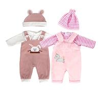 ZWOOS Vêtement pour Poupées 35-43 cm, Lot de 2 Tenues Mignonnes avec Chapeau pour Poupées, Compatible avec Baby Born, Baby Annabell, Nenuco et Plus