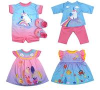 ZWOOS Vêtements de poupée 30-40 cm, compatibles avec JC Toys, Manhattan Toy et Plus, Cadeaux pour Filles et Enfants, Lot de 4