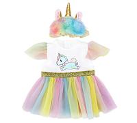 ZWOOS Vêtements de Poupée pour New Born Baby Poupée, Robe Licorne avec Bandeau pour Poupée 35-43 cm
