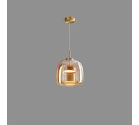 ZWPAYF 12W 3000K lumière LED Suspension galvanoplastie Couleur Cognac Lampe Suspendue Abat-Jour en Verre à Une tête éclairage Goutte Clair Lustre Rond Moderne/simplicité Restaurant Couloir plafonnier