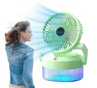 Zwpontia Ventilateur de brume, circulateur d'air rechargeable par USB - Dispositif de refroidissement pliable et silencieux avec lumière pour salle de sport, camping, bureau, jardin, extérieur, voyage