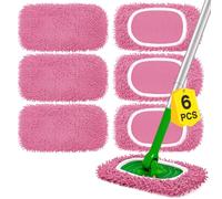 ZWQO 6 Pièces Lingettes Reutilisable pour Swiffer Seche (Rose) | Réutilisables & Lavables, Compatibles avec Swiffer Bodenwischer Set - Idéales pour le Nettoyage des Sols Durs et Parquets