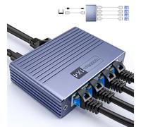 ZWQO Switch Ethernet 1 à 4 1000Mbps Multiprise RJ45, Aluminium | Répartiteur Etherne 4 ports,Switch Gigabit avec Câble D’alimentation USB-C,Commutateur RJ45 pour Ordinateur, Routeur,Décodeur