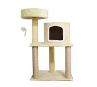 ZWQXZX Griffoir Arbre À Grimper pour Chat Cadre d'escalade pour Chat avec Litière pour, Arbre À, Plate-Forme De Saut pour Quatre Saisons, Jouet Planche Gratter Multicouche pour(Beige)