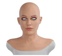 ZWSM Masque de tête réaliste en Silicone pour travestis, avec Maquillage, pour Halloween, Cosplay, transgenre,Tan,One Size