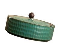 ZWTPGKRD Cendrier en céramique à texture martelée avec couvercle pour contrôler les cendres et les odeurs, décoration de la maison, style chinois antique, cendrier de maison