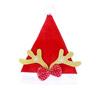 ZWTPGKRD Chapeau de Noël rouge en forme de bois de renne pour enfants et adultes - Bandeau en velours doré - Chapeau de personnalité de vacances