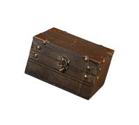 ZWTPGKRD Coffre à trésor vintage en bois sur le thème des pirates avec code secret pour un rangement mystérieux et une décoration de la maison, utilisation quotidienne en toute sécurité mots de passe