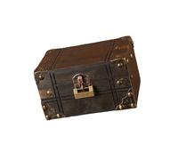 ZWTPGKRD Coffre à trésor vintage en bois sur le thème des pirates avec code secret pour un rangement mystérieux et une décoration de la maison, utilisation quotidienne en toute sécurité mots de passe