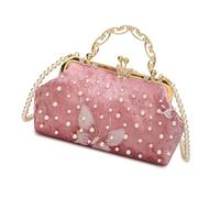 ZWTPGKRD Élégant sac de soirée avec perles chaîne sangle papillon broderie design sac à main sac à main pour mariage fête, rose, As shown in the picture (error 1-966cm)