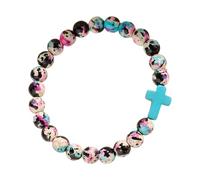 ZWTPGKRD en Pierre de Croix d'énergie Positive édifiante, Perles colorées, favorisant l'espoir, la méditation, Accessoire de Foi, Bijoux de Croix en Perles