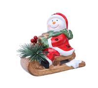 ZWTPGKRD Festives Statuette de Père Noël bonhomme de neige en céramique avec lumière LED intégrée pour ambiances saisonnières décorations de Noël Ornement lumineux Bonhomme de neige Traîneau en
