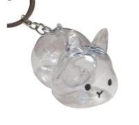 ZWTPGKRD Funny Rabbits Themed Keepsakes Bunnies Hair Container Keyring Decorative Clear Pet Furs Collector Keychain Pendant Gift Creative Pet Hair Preservations Keychain