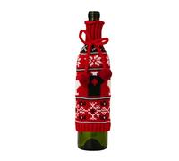 ZWTPGKRD Housse de bouteille de vin de Noël pour décoration créative et décorative pour festival, réutilisable, 4 options de décoration tissée, Rouge, Taille unique