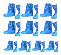 ZWTPGKRD Lot de 10 paires de couvre-bottes imperméables jetables pour adultes et enfants - Antidérapants - Légers et épais - Pour l'extérieur, Chaussures bleues pour enfants, Taille unique