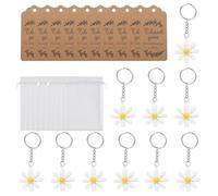 ZWTPGKRD Lot de 30 porte-clés marguerites avec cartes de remerciement et sacs en organza pour cadeaux d'appréciation faits à la main