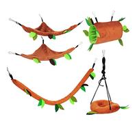 ZWTPGKRD Lot de 5 hamsters mignons à suspendre - Hamac chaud - Tapis doux pour petit animal domestique - Tunnel pour écureuil - Jouets à mâcher - Balle à mâcher pour les dents du hamster - Nourriture