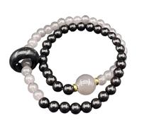 ZWTPGKRD Perles en bois élastiques à double boucle faites à la main pour le yoga spirituel unisexe double perles de poignet en bois, taille unique, Comme décrit