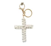 ZWTPGKRD Porte-clés multifonction pour baptême spirituel, confirmation, 10,2 cm, cordon en coton fait à la main avec croix souple, Porte-clés W Cross Whi, taille unique
