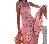 ZWTPGKRD Robe longue fluide sans manches avec bretelles nouées pour femme - Imprimé floral - Ourlet plissé - Robe de plage à bretelles longues, H, M