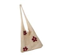 ZWTPGKRD Sac à bandoulière tissé floral pour femme, sac à main léger en maille respirante, sac à main de plage décontracté pour l'extérieur, blanc, As shown in the picture (error 1-876cm)