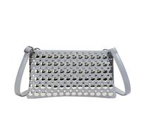 ZWTPGKRD Sac à main à bandoulière pour femme, sac à bandoulière en cuir synthétique souple pour femme, sacs à main avec rivets cloutés, gris, As shown in the picture (error 1-455cm)