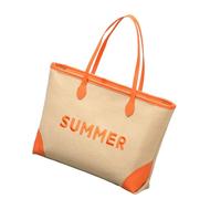 ZWTPGKRD Sac de plage brodé surdimensionné pour femme, sac à bandoulière tissé à double poignée pour voyage, gym, shopping et vacances, Couleur orange., As shown in the picture (error 1-1303cm)