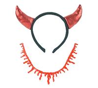 ZWTPGKRD Serre-tête en corne et collier de sang pour Halloween, déguisement de vampire, déguisement de diable