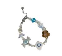 ZWTPGKRD Stretchy Cloud Bead with Playful Flower Heart Accent Soft Comfortable Wear Wristband for Daily Outfits Sweet Everyday Adjustable Beaded Accessory