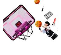 ZWTPGKRD Système de support de basket-ball d'intérieur amusant avec lumières changeantes de couleur - Ensemble complet pour divertissement à domicile - Économie d'espace - Cerceaux de basket-ball