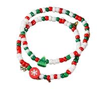 ZWTPGKRD Thème de Noël en argile douce Père Noël et bonhomme de neige perlé 3 designs uniques 18 cm Bijoux légers réglables Noël, taille unique, Comme décrit