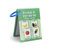 Zwttey Frutas y Verduras Cartes flash de vocabulaire espagnol pour fruits et légumes - Fournitures d'apprentissage des langues - Cartes cognitives pour enseignement préscolaire et maternelle