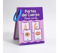 Zwttey Partes del Cuerpo Cartes flash de vocabulaire espagnol, fournitures d'apprentissage des langues, cartes cognitives de mots pour maternelle préscolaire, aides pédagogiques à l'école à domicile