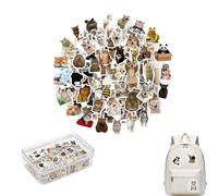 ZWWOGE 100 Pièces Autocollants Drôles de Chat avec Boîte de Rangement Autocollants Chatons Imperméables Vinyl Pour Bouteille d'Eau Scrapbook Ordinateur Stickers Chat Stickers Cute Décoratifs